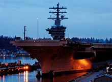 Navy Ship at sunset