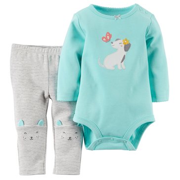 Carter's Baby Girls' Mint Stripe Bodysuit Pant Set