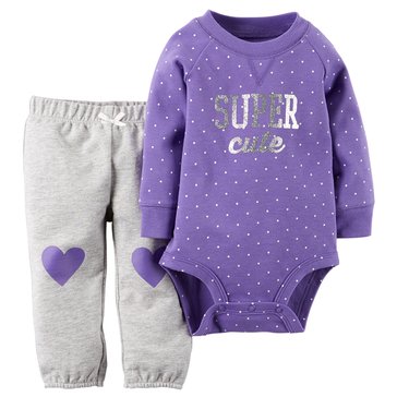 Carter's Baby Girls' Purple Dot Bodysuit Pant Set