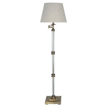Signature Design by Ashley Arwel Glass Floor Lamp, Antique Brass Finish (L734181)