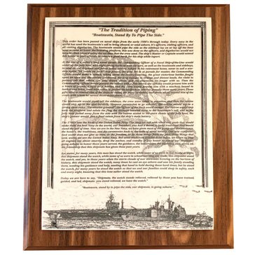 John Wills Studios USN Tradition of Piping Plaque