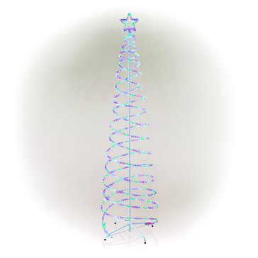 Alpine 8-Function Spiral Holiday Tree with Multi-Colored LED Lights