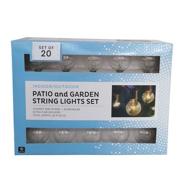 HKS Glass Globe Patio String Light 20ct