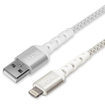 iHome 10ft Durastrain Lightning to USB- A Nylon Charge Sync Cable with Cable Wrap