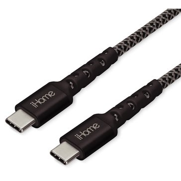 iHome 10ft Durastrain USB-C to USB-C Charge Sync Cable with Cable Wrap