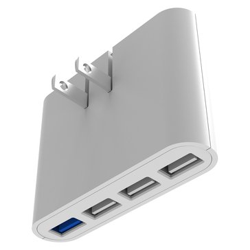 iHome AC Pro 4 Port 5.4A 4 USB Slim Wall Charger with folding prongs