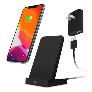 iHome Airstand 10W Qi Ultra Slim Wireless Charging Stand with AC Pro 3.4A Wall Adapter