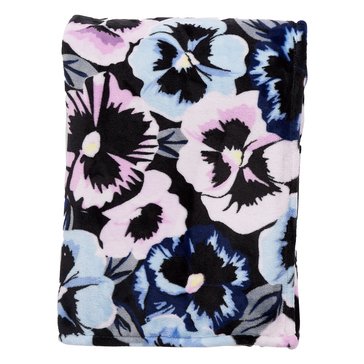 Vera Bradley Plum Pansies Plush Throw Blanket