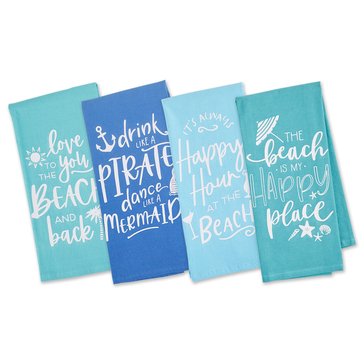 Design Imports Beach Happy Place Printed Oversized Flour Sack Dishtowels
