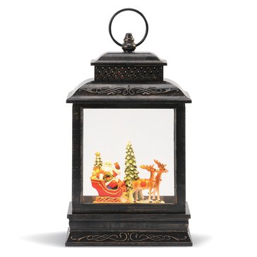Lit Musical Santa and Sleigh Lantern