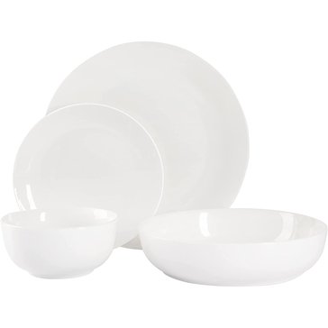 Gibson White Deco 16-piece Double Bowl Dinnerware Set