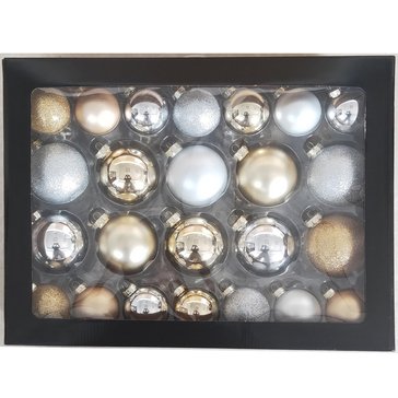 HKS Gold/Silver Glass Ornaments 48PK