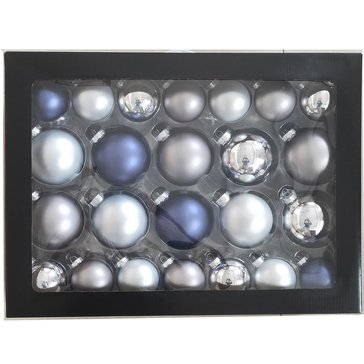 HKS Silver Glass Ornaments 48PK