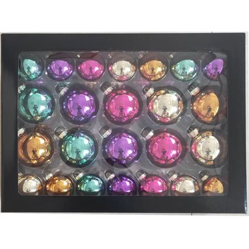 HKS Multicolored Glass Ornaments 48PK