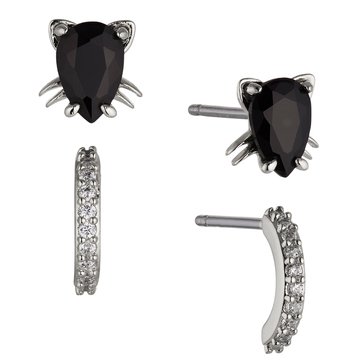 AVA Nadri Women's Falling Black Cat Earrings Set