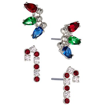 AVA Nadri Women's Secret Santa Candy Cane Earrings Set