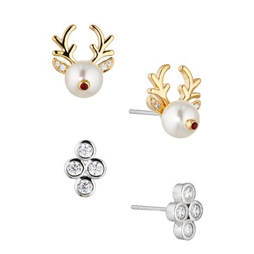 AVA Nadri Women's Secret Santa Reindeer Earrings Set