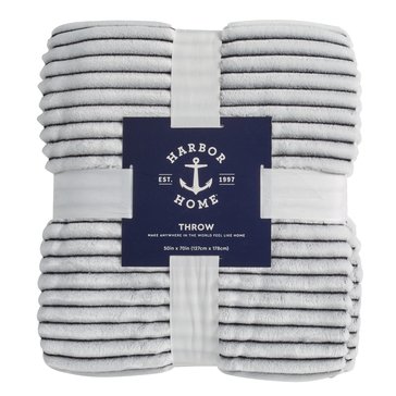 Harbor Home Solid Stripe Plush Throw 