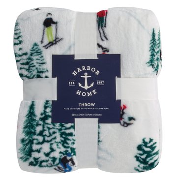 Harbor Home Ski Slope Printed Plush Throw