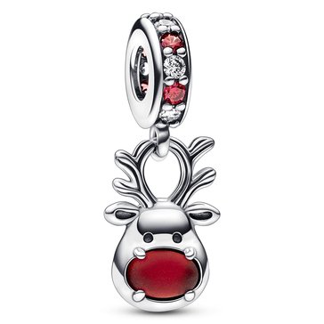 Pandora Red Nose Reindeer Murano Dangle Charm