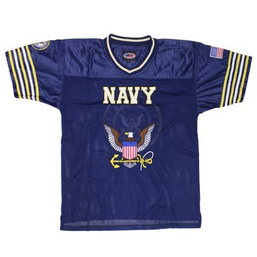 JWM Men's Embroidered Navy Football V-Neck Jersey