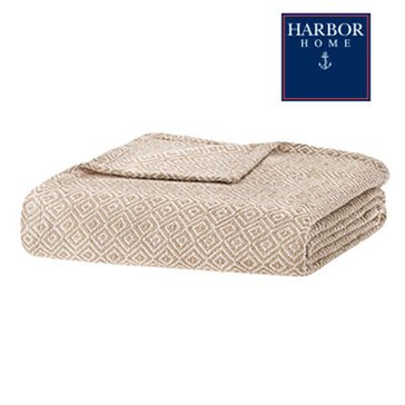 Harbor Home Full/Queen Diamond Cotton Blanket, Taupe