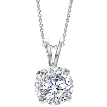 14K White Gold 1 cttw Diamond Round Solitaire Pendant