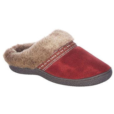 Isotoner Women's Microsuede Clog With Fur Cuff